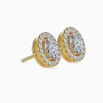 40 Pointers Oval Shape Centre Solitaire Diamond Studs Earring