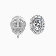 40 Pointers Oval Shape Centre Solitaire Diamond Studs Earring