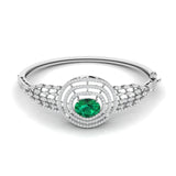 Halo Emerald Diamond Bangle