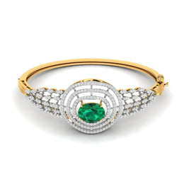 Halo Emerald Diamond Bangle