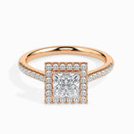 1 Carat Princess Solitaire Diamond Halo Ring