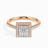 1 Carat Princess Solitaire Diamond Halo Ring
