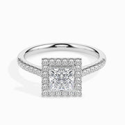 1 Carat Princess Solitaire Diamond Halo Ring