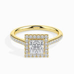 1 Carat Princess Solitaire Diamond Halo Ring