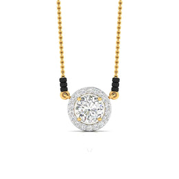 80 Pointers Round Cut Solitaire Diamond Halo Mangalsutra