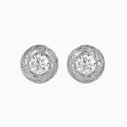 80 Pointers Round Diamond Centre Solitaire Halo Studs Earring