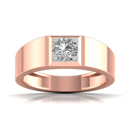 Round Diamond Single Solitaire Men's Ring