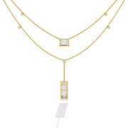Baguette and Square Diamond Necklace