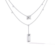 Baguette and Square Diamond Necklace