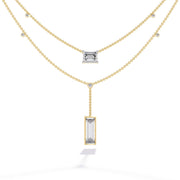 Baguette and Square Diamond Necklace