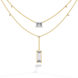 Baguette and Square Diamond Necklace