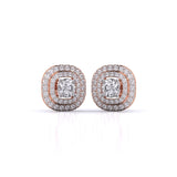 Centre 1 Carat Each Layered Diamond Earrings