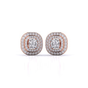 Centre 1 Carat Each Layered Diamond Earrings