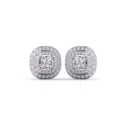 Centre 1 Carat Each Layered Diamond Earrings