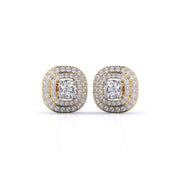 Centre 1 Carat Each Layered Diamond Earrings