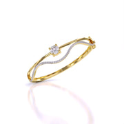 Elegant Wavy Gold Diamond Bangle
