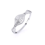 Intricate Wave Design Round Diamond Bangle