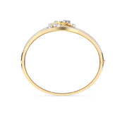 Classic Floral Design With Small Diamond's Bangle