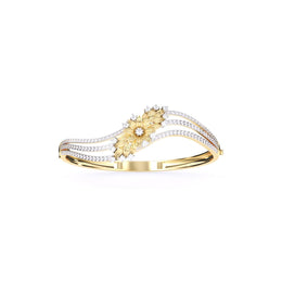 Classic Floral Design With Small Diamond's Bangle