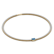 Colored Gem Stones & Diamond Tennis Necklace