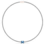 Colored Gem Stones & Diamond Tennis Necklace