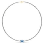 Colored Gem Stones & Diamond Tennis Necklace