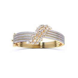 Petal Design Diamond Curved Bangle