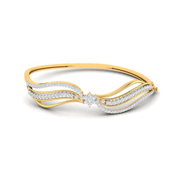 Elegant Wave Design Diamond Bangle