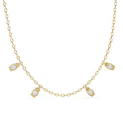 Delicate Chain Necklace with Five Diamond Drops