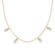 Delicate Chain Necklace with Five Diamond Drops