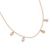 Delicate Chain Necklace with Five Diamond Drops
