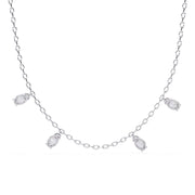 Delicate Chain Necklace with Five Diamond Drops