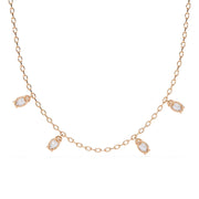 Delicate Chain Necklace with Five Diamond Drops
