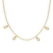 Delicate Chain Necklace with Five Diamond Drops