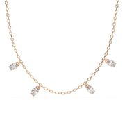 Delicate Chain Necklace with Five Diamond Drops