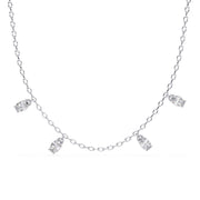 Delicate Chain Necklace with Five Diamond Drops