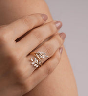 Delicate Diamond Leaf Ring