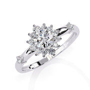 Delicate Halo Diamond Engagement Ring
