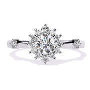 Delicate Halo Diamond Engagement Ring