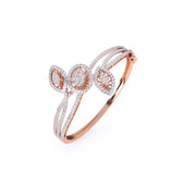 Elegant Swirl & Leaf Diamond Bangle
