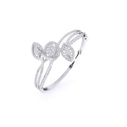 Elegant Swirl & Leaf Diamond Bangle