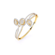 Elegant Swirl & Leaf Diamond Bangle