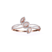 Elegant Swirl & Leaf Diamond Bangle