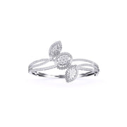 Elegant Swirl & Leaf Diamond Bangle