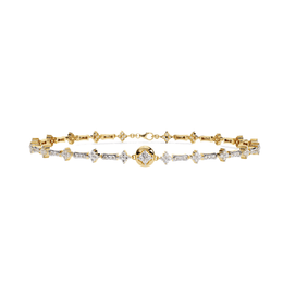 Diamond Bracelet in Yellow Gold with Floral Motif