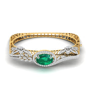 Emerald & Diamond Cluster Bangle