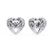 Diamond Heart Cluster Earrings
