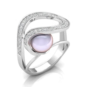 Double Halo Pearl Diamond Ring