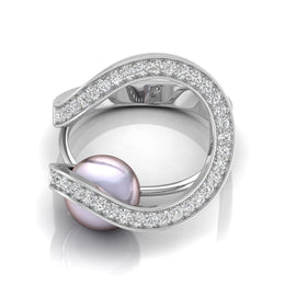 Double Halo Pearl Diamond Ring
