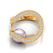 Double Halo Pearl Diamond Ring